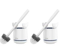 MR.SIGA Brosse Toilettes WC, Brosse WC et Support Premium avec Couvercle Automatique, Balayette WC Nettoyage Cuvette, Blanc (Lot de 2)