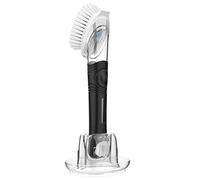 MR.SIGA Brosse Vaisselle avec Distributeur de Liquide, Brosse Cuisine avec Manche Long et Support, Tête Rechangeable avec Grattoir, Nettoyage Vaisselle Casserole Poêle Évier