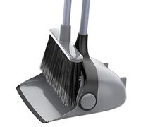 MR.SIGA Ensemble Balai et Pelle à Poussière, Pelle et Balayette avec Long Manche Réglable, Balai sans Se Baisser pour Intérieur Extérieur, Gris