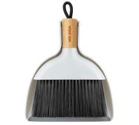 MR.SIGA Ensemble Mini Pelle et Balayette, Petite Pelle Balayette de Table avec Manche en Bambou, Petit Balai Ramasse Poussière, Blanc