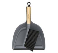 MR.SIGA Ensemble Pelle et Balayette, Petite Pelle Balayette de Table | Pelle et Balayette de Table avec Manche en Bambou, Petit Balai Ramasse Poussière avec Poignée de Suspension, Lot de 1, Gris