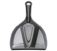 MR.SIGA Ensemble Pelle et Brosse en Poils TPR, Petite Pelle et Balayette avec Raclette Portable pour Table Cuisine Chambre Bureau, Gris et Noir