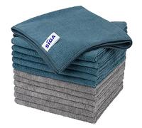MR.SIGA Lot 12 Chiffons Microfibre Ménage, Torchon de Nettoyage Cuisine | Serviettes en Microfibre Ultra Absorbantes et Douces pour Cuisine, Voiture et Maison, Bleu Sarcelle & Gris, 40 x 40 cm