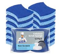 MR.SIGA Lot 12 Éponge à Récurer en Cellulose,Éponge à Vaisselle Double Face