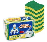 MR.SIGA Lot 12 Éponge à Récurer en Cellulose,Éponge à Vaisselle Double Face | Éponge Anti-Rayures pour Ustensiles de Cuisine Antiadhésifs, Éponges Vaisselle en Cellulose qui ne Rayent pas, Vert & Jaune