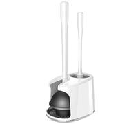 MR.SIGA Lot de 1 déboucheur et Brosse de Cuvette avec Support, Brosse de Toilette Robuste et Piston pour Le Nettoyage de la Salle de Bain, Blanc