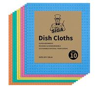 MR.SIGA Lot de 10 Torchons Éponge pour Cuisine, Torchons Suédois Absorbants et Réutilisables en Cellulose et Coton, Lavette Vaisselle 18 x 20 cm, Multicolores