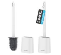 MR.SIGA Lot de 2 brosses WC et support pour cuvette de WC murale, brosse compacte rcurer avec support pour salle de bain, blanc