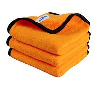 MR.SIGA Lot de 3 Chiffons Microfibre Voiture, Microfibre Séchage Voiture | Serviette Microfibre Voiture Double Face Ultra-Épais et Absorbant, Chiffon Lavage Entretien Auto, 40 x 60 cm, Orange