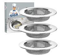 MR.SIGA Lot de 3 filtres d'évier de Cuisine en Acier Inoxydable - Passe au Lave-Vaisselle