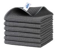 MR.SIGA Lot de 6 Chiffons Microfibre Gaufrés, Torchon Absorbant | Torchon Microfibre Réutilisable, Lavette Tout Usage, 32 x 32 cm, Gris