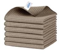 MR.SIGA Lot de 6 Chiffons Microfibre Gaufrés, Torchon Absorbant | Torchon Microfibre Réutilisable, Lavette Tout Usage, 32 x 32 cm, Marron Sable