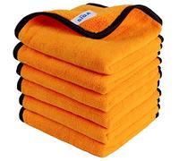 MR.SIGA Lot de 6 Chiffons Microfibre Voiture, Microfibre Séchage Voiture | Serviette Microfibre Voiture Double Face Ultra-Épais et Absorbant, Chiffon Lavage Entretien Auto, 40 x 60 cm, Orange