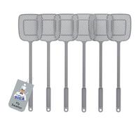 MR.SIGA Lot de 6 Tapettes à Mouches en Plastique Robuste avec Long Manche, Gris