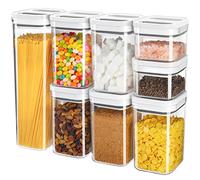MR.SIGA Lot de 8 boîtes de rangement hermétiques sans BPA pour cuisine et garde-manger avec couvercles anti-fuite à une main, blanc