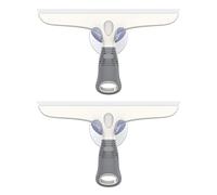 MR.SIGA Raclette Vitre Silicone avec Support Ventouse, Lot de 2, 25cm | Raclette Vitre Professionnel pour Pare-Brise Voiture, Fenêtre, Raclette à Douche, SDB avec Poignée Ergonomique, Blanc & Gris