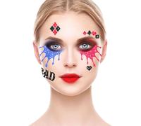 Mr. Smile autocollant visage paillettes fête Halloween super héros typographie arlequin design accessoires halloween brillance effets mascarade transformation amusement, couleur : multicolore
