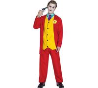 Mr Smile Halloween Costume Joyeux Trickster Costume rouge Gilet jaune Jeu de couleurs Sourire Fun Fasching Horror Thème, Taille : 52 - 54 (L) Couleur : Rouge