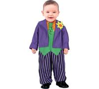 Mr Smile Personnage d'Aventure Joyeux Arlequin Super Héros Costume Halloween Violet Vert Orange Rayé Bébé Cosplay Amusant Héros de BD Drôle de personnage, Taille : 74/80 Couleur : Violet