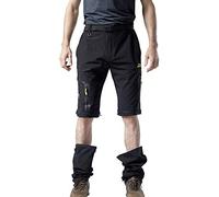 Mr.Stream Homme Élastique 2-en-1 Pantalon de Randonnée Convertible Outdoor Trekking Séchage Rapide Respirant Pantalon de Montagne Escalade Camping Randonnée Medium Black