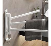 Mr.Sun Porte-Serviettes sans perçage - 33 cm - Porte-Serviettes d'invité à Coller ou à percer - Convient pour Mur, Salle de Bain et Cuisine - Design Rotatif avec Crochet en Aluminium (Blanc)