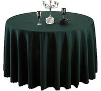 MR TANGMEN Nappe de Table Nappe Ronde Maison Restaurant Mariage Cérémonie Infroissable Anti Tache Décoration de Table pour Réception Anniversaire Vert Foncé Rond:180cm