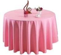MR TANGMEN Nappe de Table Nappe Ronde Maison Restaurant Mariage Cérémonie Infroissable Anti Tache Décoration de Table pour Réception Anniversaire Pink Rond:320cm
