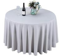 MR TANGMEN Nappe de Table Nappe Ronde Maison Restaurant Mariage Cérémonie Infroissable Anti Tache Décoration de Table pour Réception Anniversaire Gris Rond:260cm