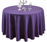 MR TANGMEN Nappe de Table Nappe Ronde Maison Restaurant Mariage Cérémonie Infroissable Anti Tache Décoration de Table pour Réception Anniversaire Violet Foncé Rond:160cm