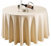 MR TANGMEN Nappe de Table Nappe Ronde Maison Restaurant Mariage Cérémonie Infroissable Anti Tache Décoration de Table pour Réception Anniversaire Beige Rond:280cm