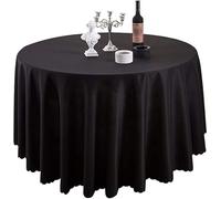 MR TANGMEN Nappe de Table Nappe Ronde Maison Restaurant Mariage Cérémonie Infroissable Anti Tache Décoration de Table pour Réception Anniversaire Noir Rond:260cm