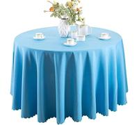 MR TANGMEN Nappe de Table Nappe Ronde Maison Restaurant Mariage Cérémonie Infroissable Anti Tache Décoration de Table pour Réception Anniversaire Bleu Ciel Rond:260cm