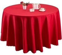 MR TANGMEN Nappe de Table Nappe Ronde Maison Restaurant Mariage Cérémonie Infroissable Anti Tache Décoration de Table pour Réception Anniversaire Rouge Rond:280cm