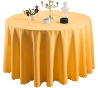 MR TANGMEN Nappe de Table Nappe Ronde Maison Restaurant Mariage Cérémonie Infroissable Anti Tache Décoration de Table pour Réception Anniversaire Or Rond:220cm