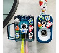 Mr. Thumbs Distributeur Automatique de Dentifrice, Support et Gobelet Mural 3 Pièces - Fixation Murale pour Salle de Bain, Presse-Dentifrice pour Enfants et Douche