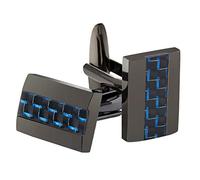 Mr.Van Bouton De Manchette Homme, Fibre de Carbone Cufflink Classique Rectangle pour Chemise Mariage Business, Laiton (Noir Bleu)