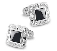 Mr Van Boutons de Manchette Noir Carrés en agate Simple Style Elégant avec Crystal pour Homme Chemise Business Mariage Cadeau