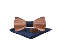 Mr.Van Noeud Papillon Bois pour Homme,Tour Bande Réglable, Style Classique Fait Main,Coffret en Bois (comprenant Boutons de Manchette,Mouchoir et noeud papillon) pour Mariage Soirée Business