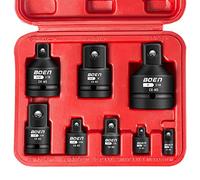 Mr.wintek Lot de 8 adaptateurs à percussion, 1/4" 3/8" 1/2" 3/4", adaptateur de douille à impact, adaptateur de visseuse à percussion, acier chromé molybdène