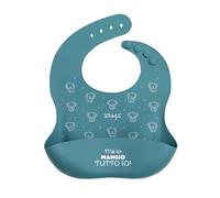 Mr. Wonderful - Bavoir en silicone bleu - Je le mange tout moi! - Fabriqué en silicone - N'absorbe pas les odeurs ni les taches