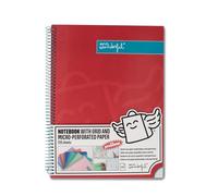 Mr. Wonderful - Cahier A4 rouge - 240 pages quadrillées micro-perforées - Couverture extra rigide - Encadrement en spirale - Autocollants inclus