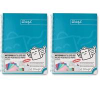 Mr. Wonderful - Cahier A4 Turquoise - 240 pages quadrillées micro-perforées - Couverture extra rigide - Encadrement en spirale - Autocollants inclus (Lot de 2)