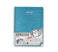Mr. Wonderful - Cahier A4 Turquoise - 240 pages quadrillées micro-perforées - Couverture extra rigide - Encadrement en spirale - Autocollants inclus