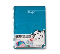 Mr. Wonderful - Cahier A4 turquoise - Grille et feuilles microperforées - 80 pages - Couverture extra rigide - Reliure spirale - Autocollants inclus