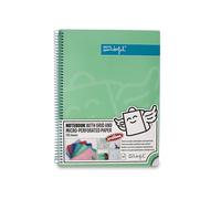 Mr. Wonderful - Cahier A4 Vert - 240 pages quadrillées micro-perforées - Couverture extra rigide - Encadrement en spirale - Autocollants inclus
