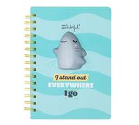 Mr. Wonderful - Cahier A5 3D squishy requin - I stand out everywhere I go - Cahier de taille A5 avec reliure en spirale - Avec 160 pages blanches