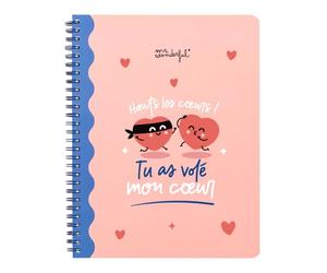 Mr. Wonderful - Cahier A5 - Hauts les coeurs ! Tu as volé mon coeur - Avec 100 pages lignées - Inclus 3 feuilles d'autocollants
