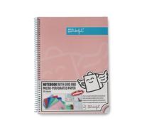 Mr. Wonderful - Cahier rose A4 - Feuilles quadrillées et microperforées - 80 pages - Couverture extra rigide - Reliure spirale - Autocollants inclus