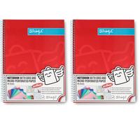 Mr. Wonderful - Cahier rouge A4 - Grille et feuilles microperforées - 80 pages - Couverture extra rigide - Reliure spirale - Autocollants inclus (Lot de 2)