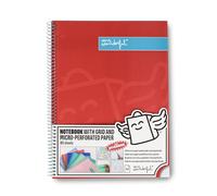 Mr. Wonderful - Cahier rouge A4 - Grille et feuilles microperforées - 80 pages - Couverture extra rigide - Reliure spirale - Autocollants inclus